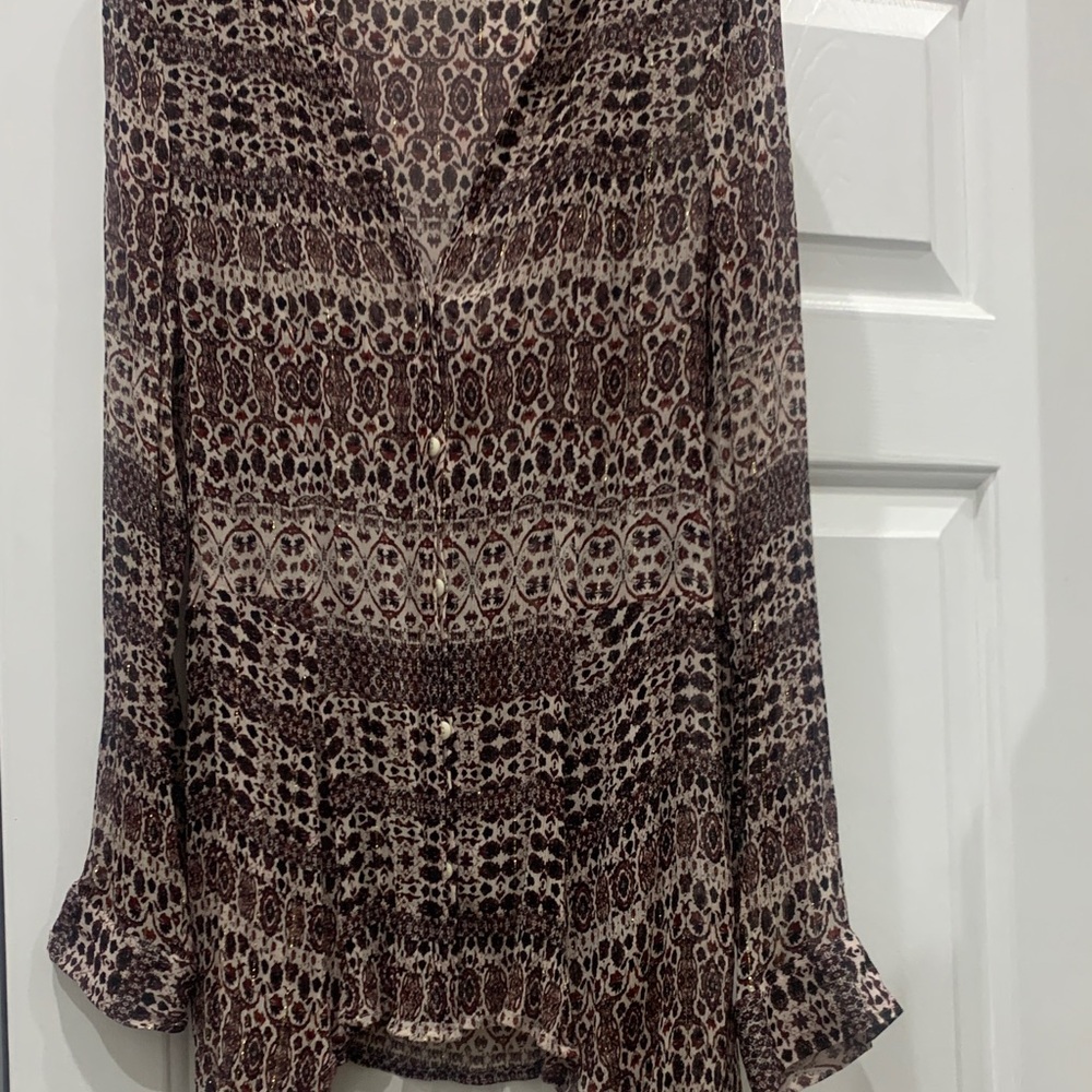 Patterned Blouse with Red and Black Accents by  SANCTUARY